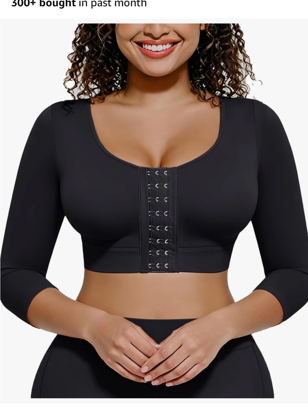 Black Front Hook Compression Arm Shaper Crop Top M
